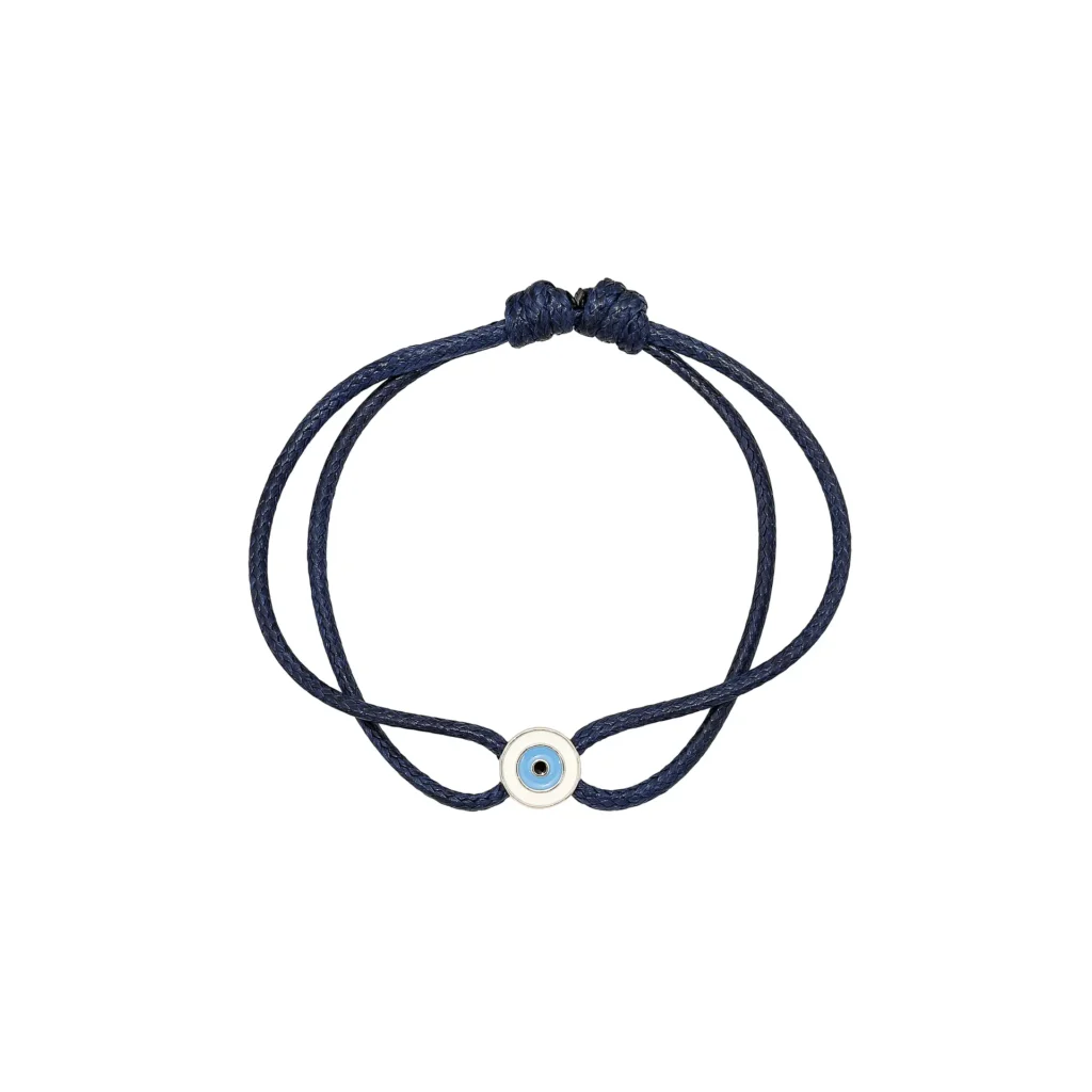Pulseira Fio Duplo Olho Grego em Prata 925 com Banho de Ródio e Madre Pérola – Jóia Alinare