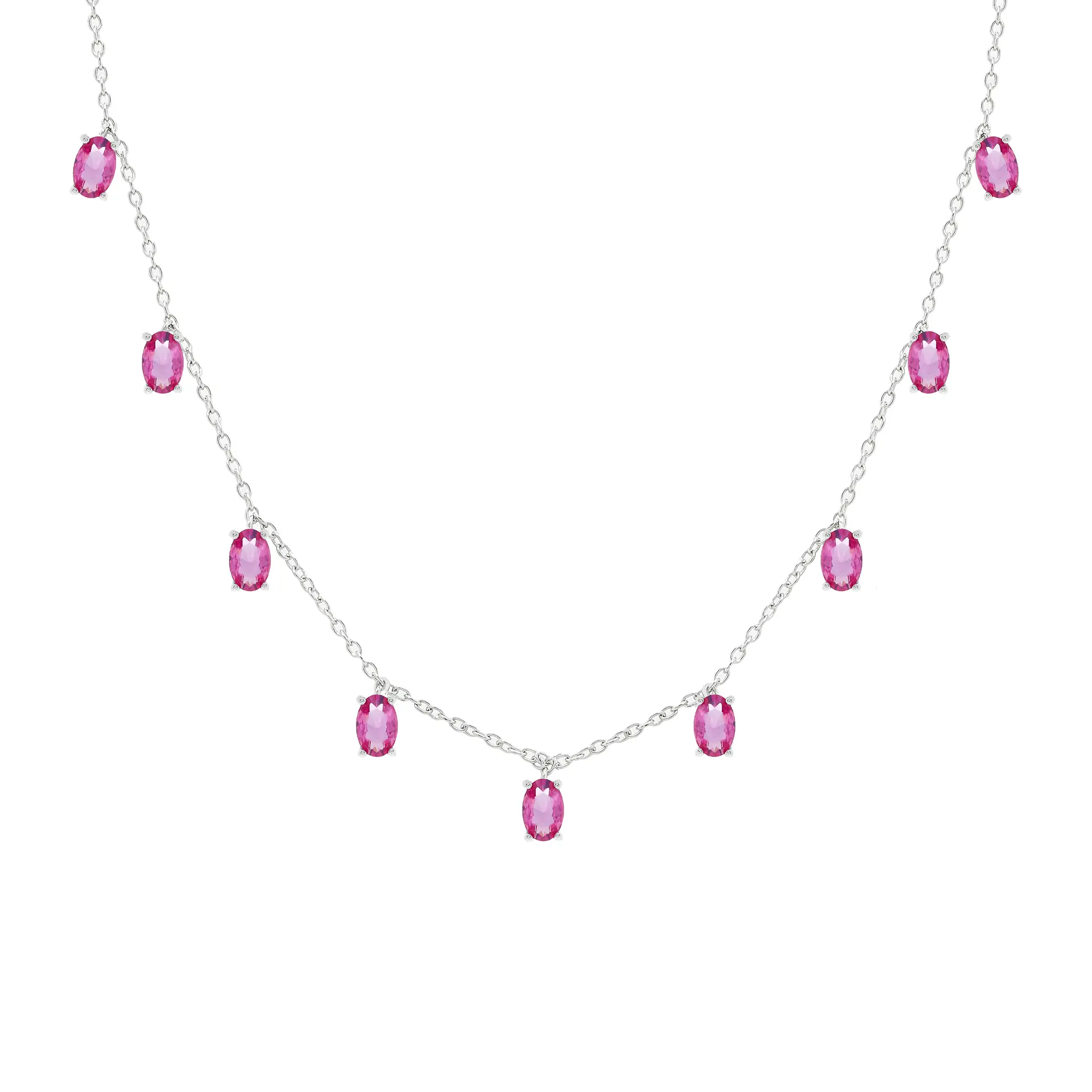 COLAR ELOS PORTUGUESES PRATA 925 RÓDIO PINK ZIRCÔNIA