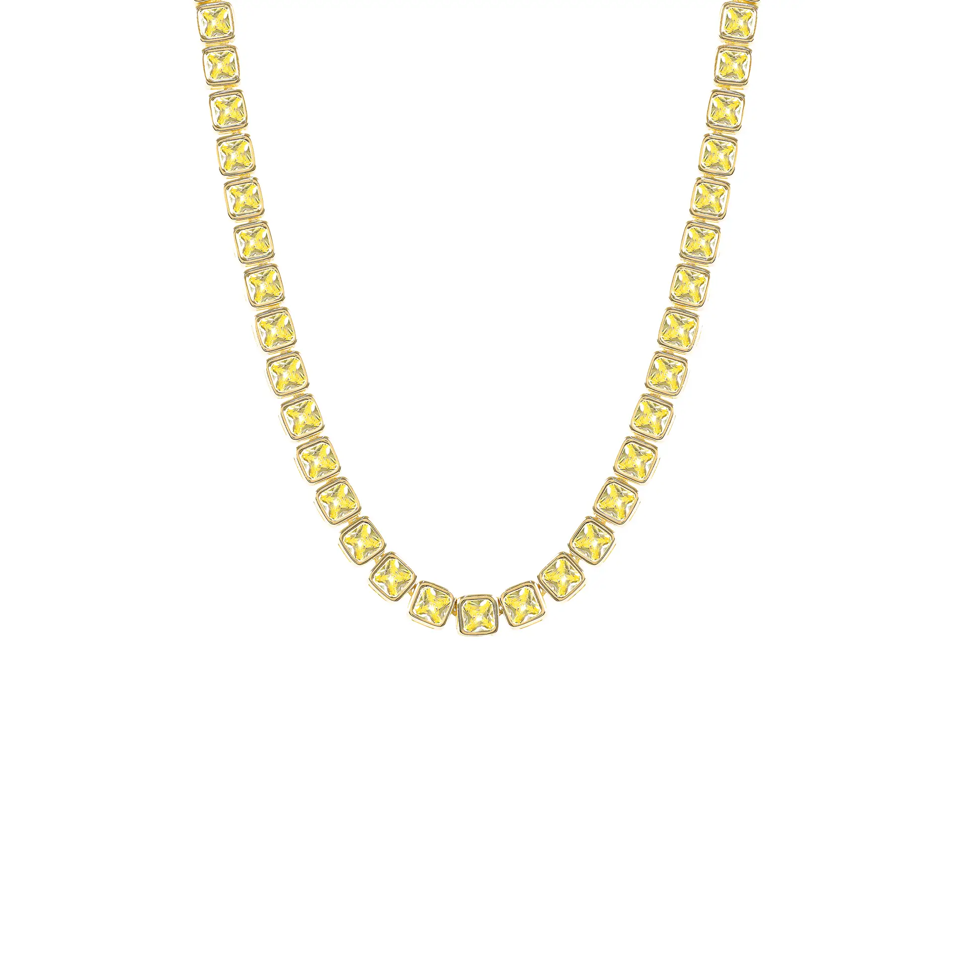 COLAR ESTILO RIVIERA CRAVAÇÃO INGLESA PRATA 925 YELLOW FANCY ZIRCÔNIA