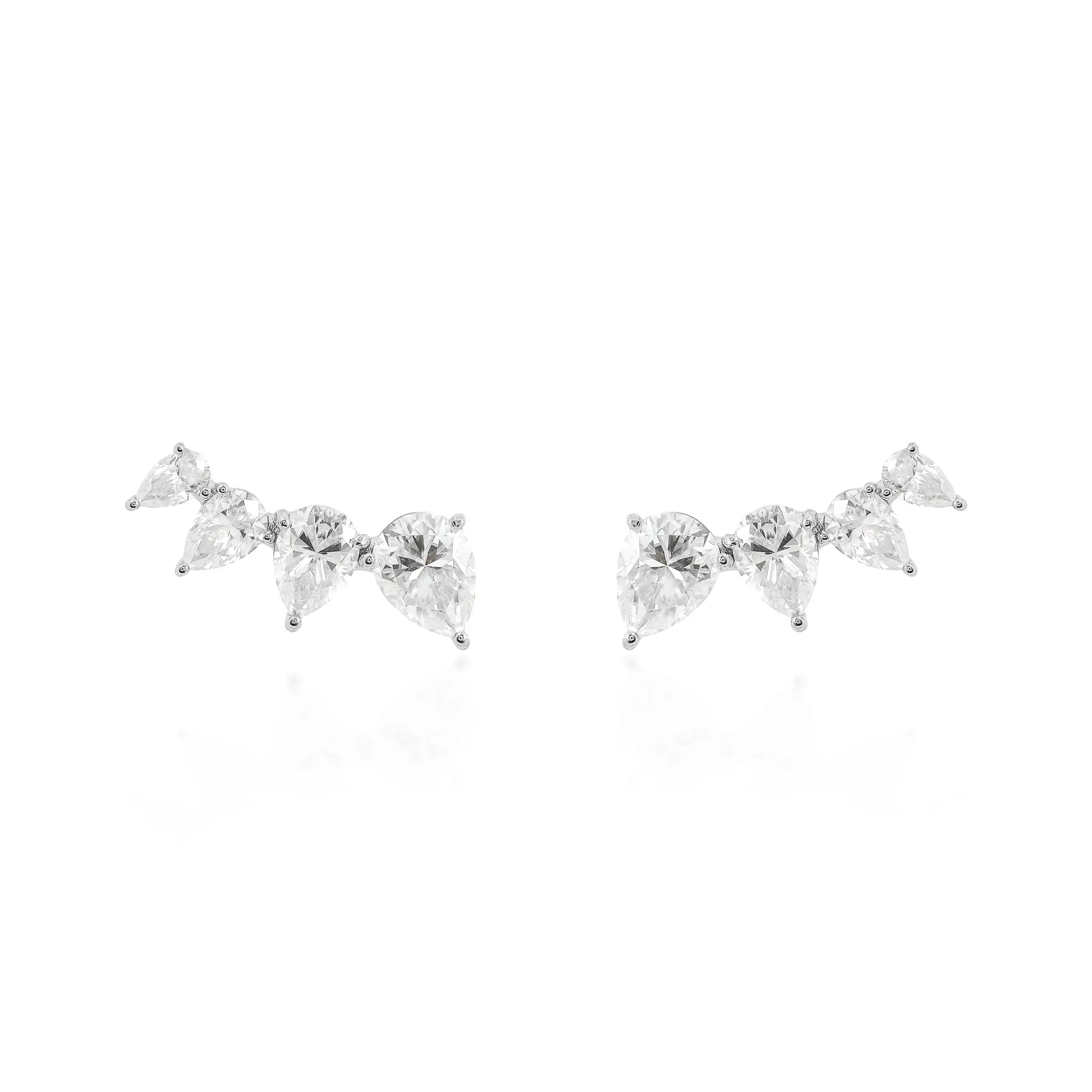 EARCUFF QUATRO GOTAS PRATA 925 RÓDIO MOISSANITE