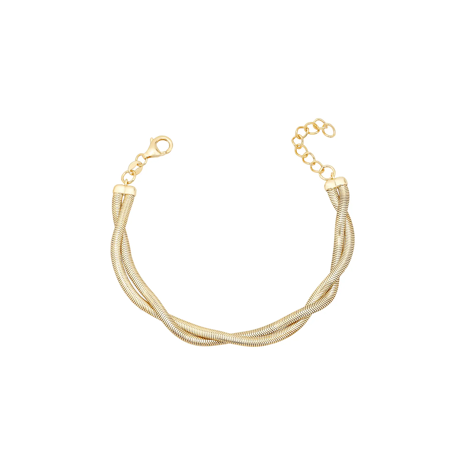 PULSEIRA DE MALHA DUPLA TRANCADO PRATA 925 OURO 18K