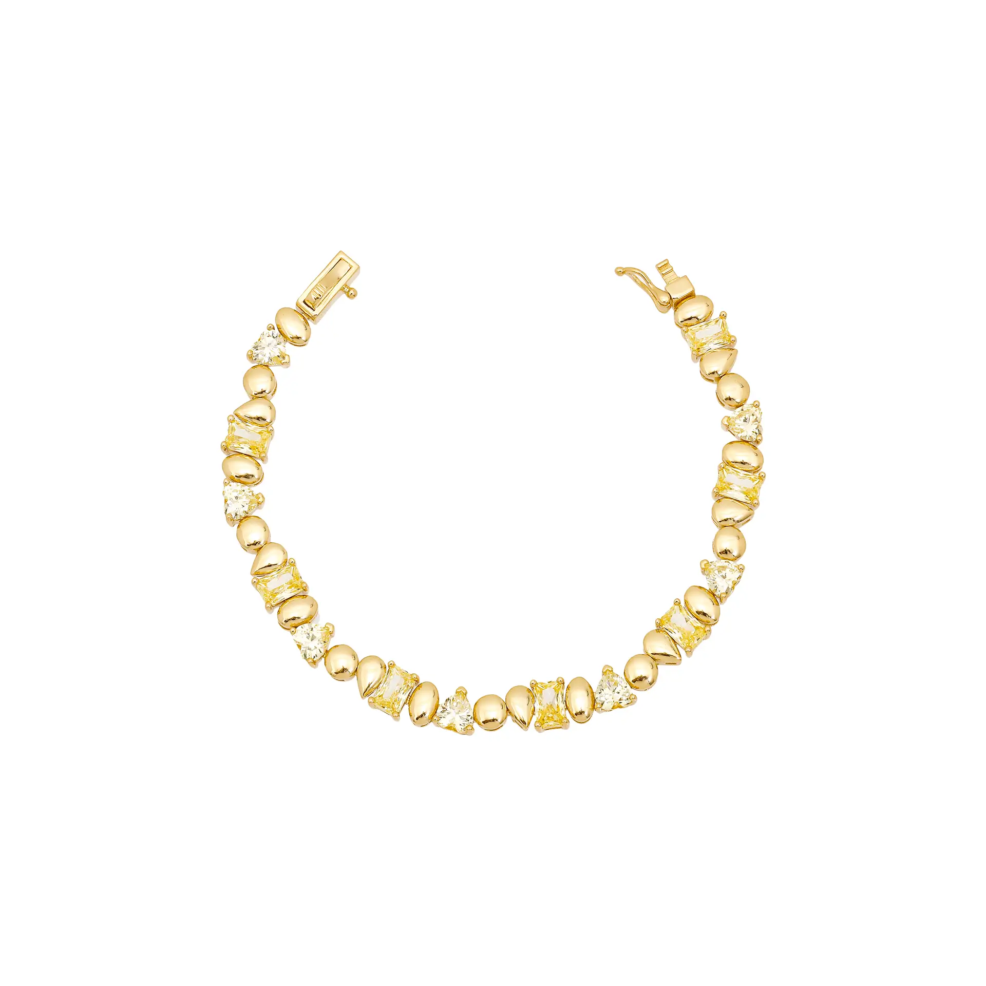 PULSEIRA LISOS E PEDRAS PRATA 925 OURO 18K YELLOW FANCY ZIRCÔNIA