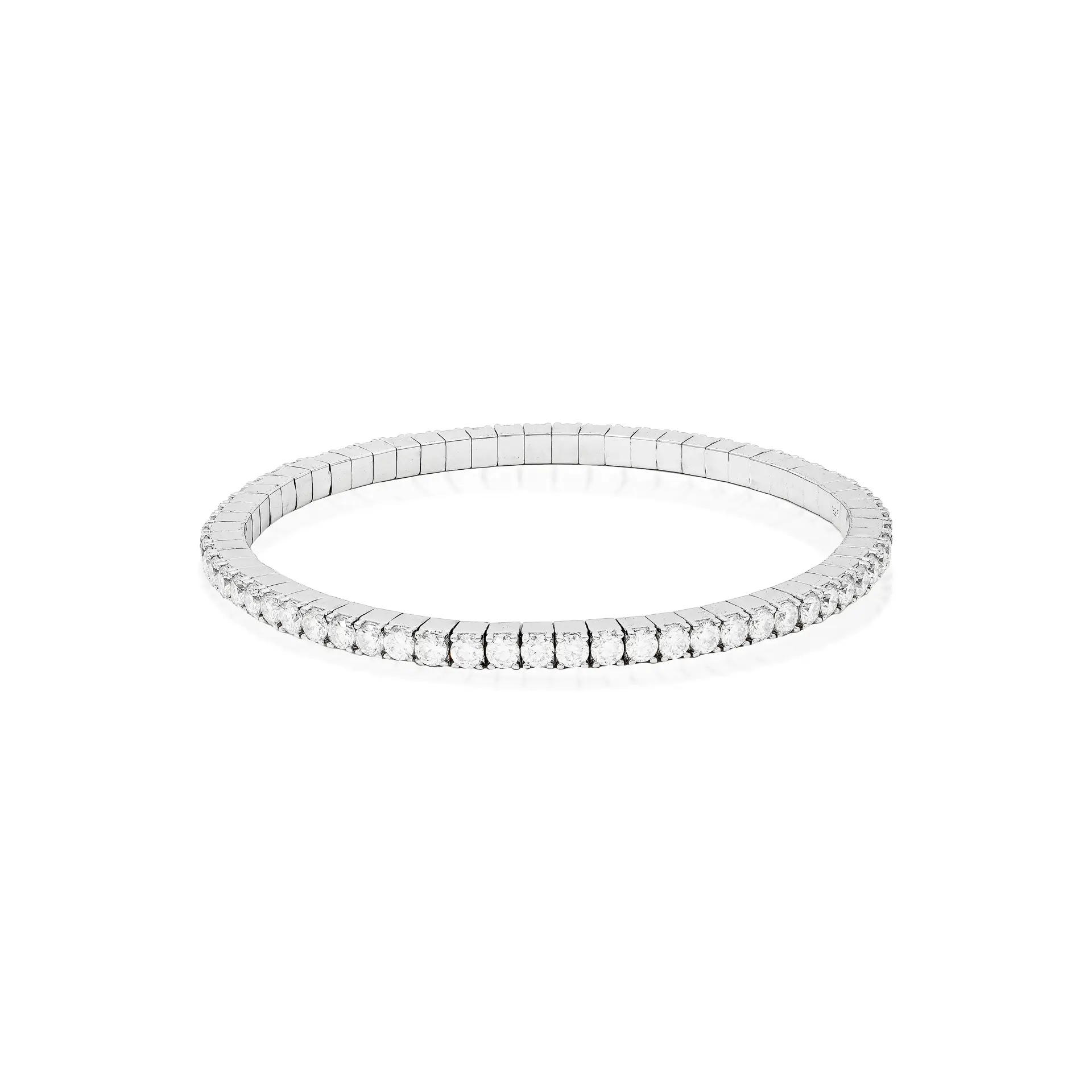 PULSEIRA RIVIERA STRETCH 3 MM QUATRO GARRAS PRATA 925 RÓDIO MOISSANITE