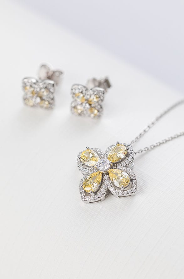 Joias em Prata 925 com banho de ródio Alinare – Coleção Fancy Yellow Exuberance com zircônias vibrantes para revenda