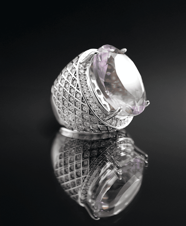 coleção duo contrast - anel pedra rose de france