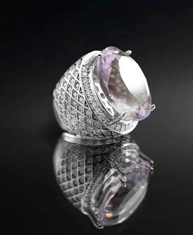 coleção duo contrast - anel pedra rose de france